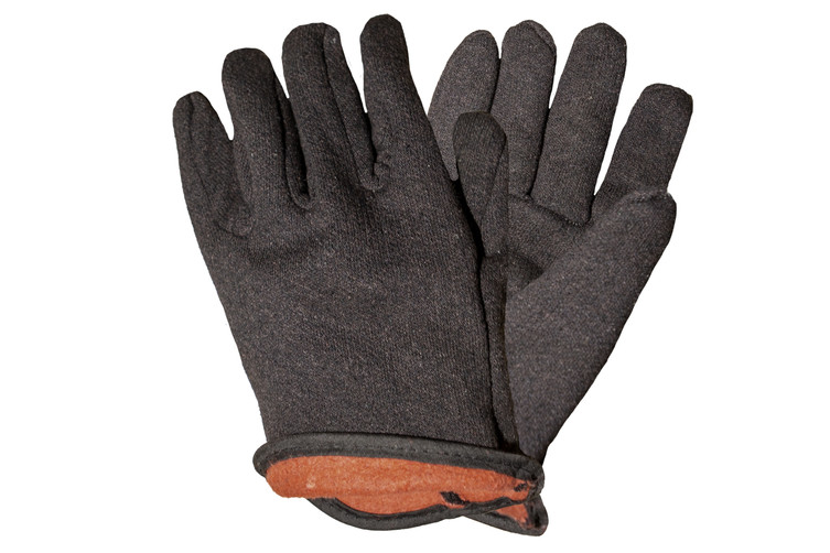 Brown jersey winter work gloves with red fleece lining — alternate view 8