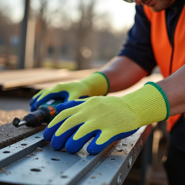 Blue Kevlar Cut-Resistant Work Gloves with Latex - view 4 - G & F Products