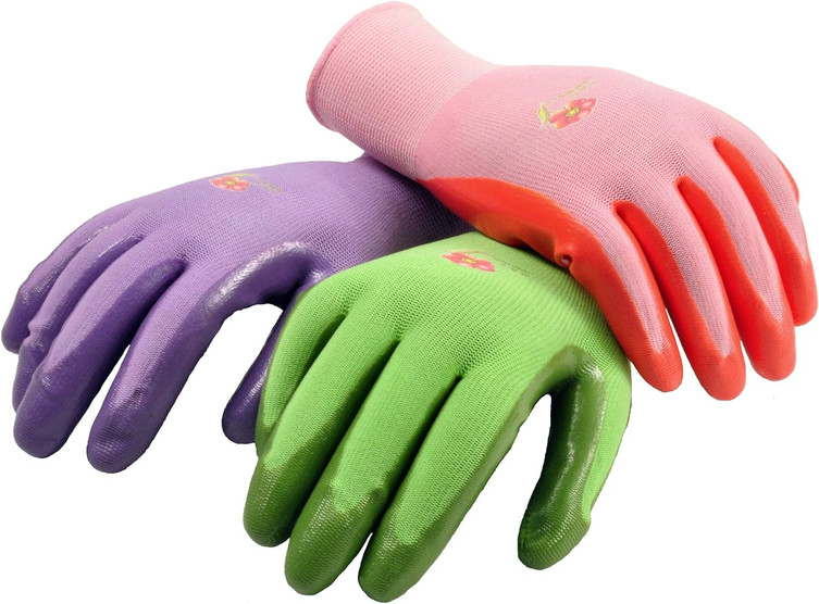 6 Pairs of Women's Gardening Gloves with Micro-Foam Coating - Texture Grip for Weeding, Digging, Raking and Pruning Assorted Colors