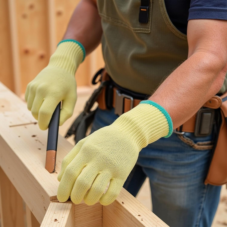 Cut-Resistant Kevlar Knit Work Gloves, 1 Pair, Yellow