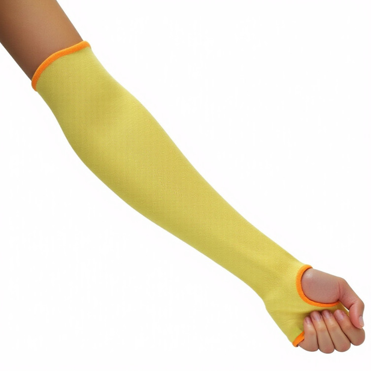 6 Pack 100% Kevlar 18-Inch Cut-Resistant Knit Sleeve with Thumb Hole - Yellow - G & F Products