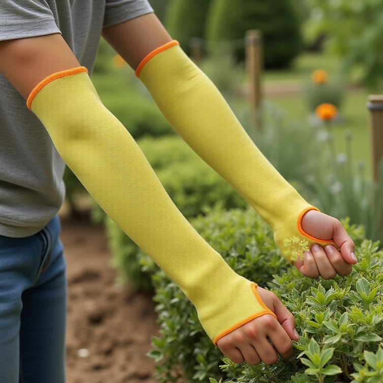 6 Pack 100% Kevlar 18-Inch Cut-Resistant Knit Sleeve with Thumb Hole - Yellow - view 14