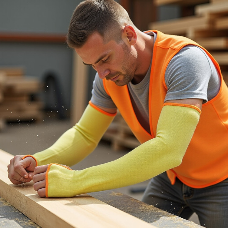 6 Pack 100% Kevlar 18-Inch Cut-Resistant Knit Sleeve with Thumb Hole - Yellow - view 13
