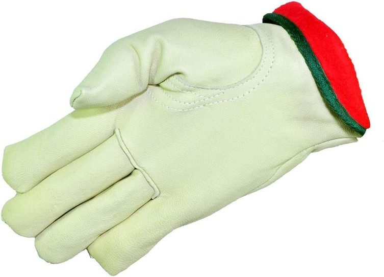 Cold Weather Premium Cowhide Leather Gloves with Red Fleece Lining (3 Pairs) - Winter Work & Driving Gloves for Men