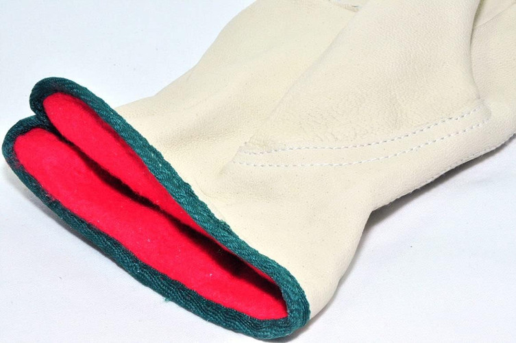 Grain cowhide leather winter work gloves with red fleece lining — alternate view 4