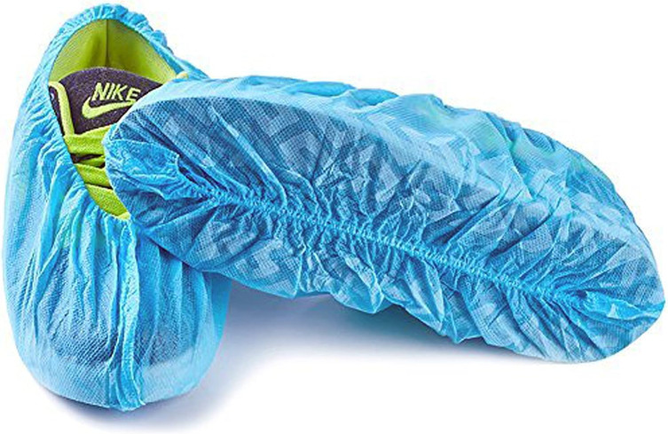 Premium 100-Pack (50 Pairs) Disposable Boot & Shoe Covers: Durable, Water-Resistant, Non-Slip, Recyclable - Blue, Stretchable, Fits Up To Size 11 Men's and 13 Women's US