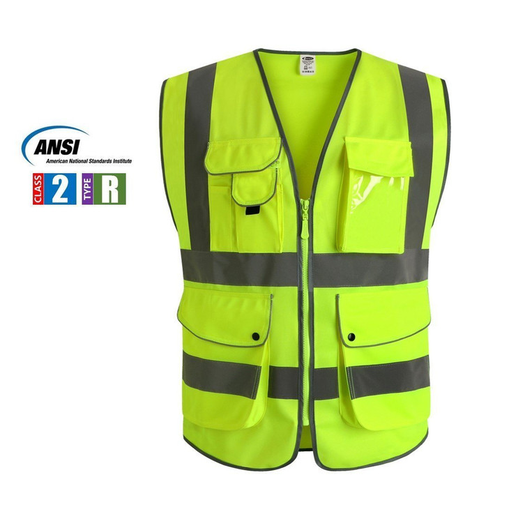 High Visibility Industrial Safety Vest Reflective Hi Vis Vest with  Reflective Stripes Green - Walmart.com