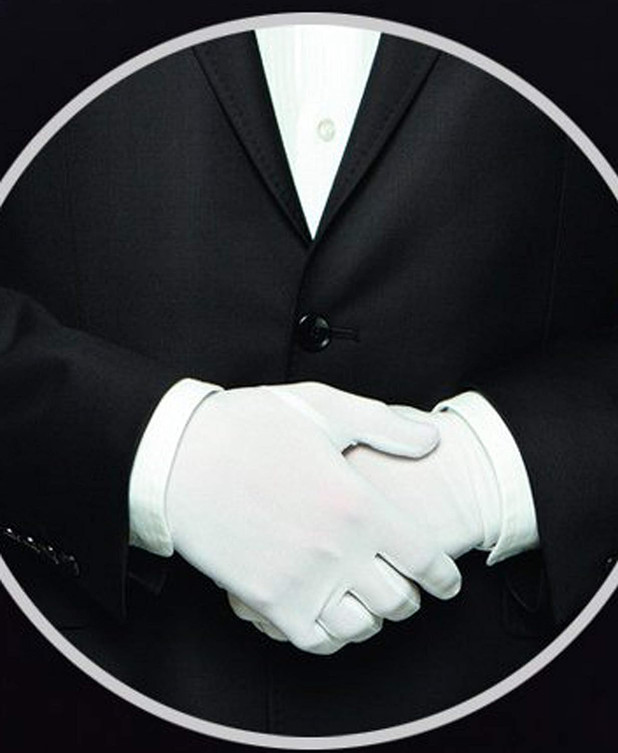 12 Pairs of Formal Marching Band Parade Gloves, 100% White Cotton for Service, Inspection, and Dress Purposes