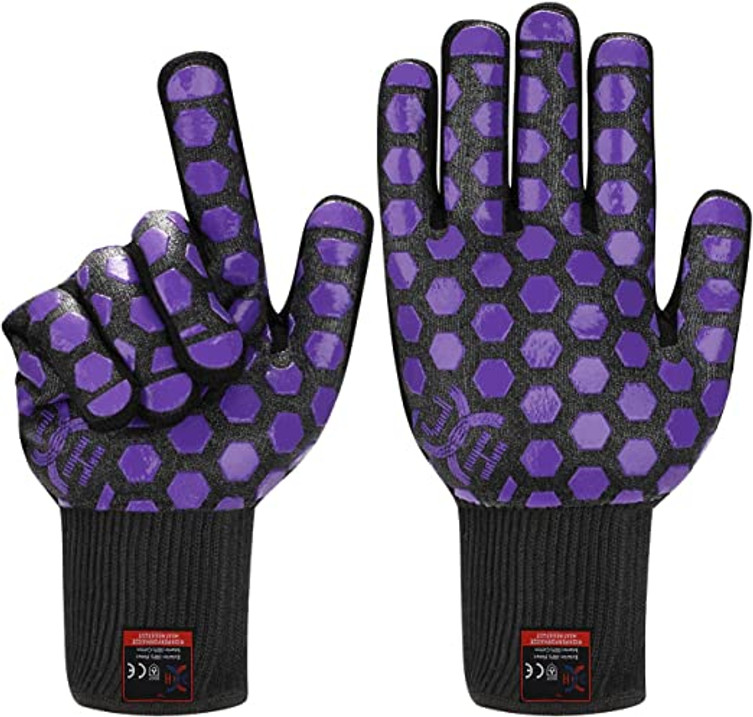 Heat Resistant Oven Glove, Regular Length, 11.8 Inch, Purple.