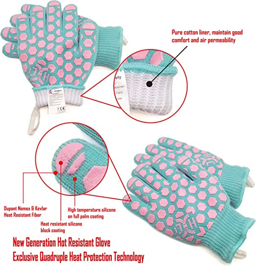 Grill gloves, heat-resistant gloves for cooking, heat-proof gloves, BBQ gloves, hand protection, heat-resistant mitten