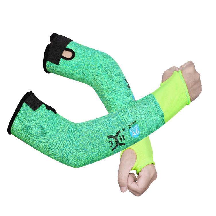 JH green cut-resistant sleeve with thumb slot