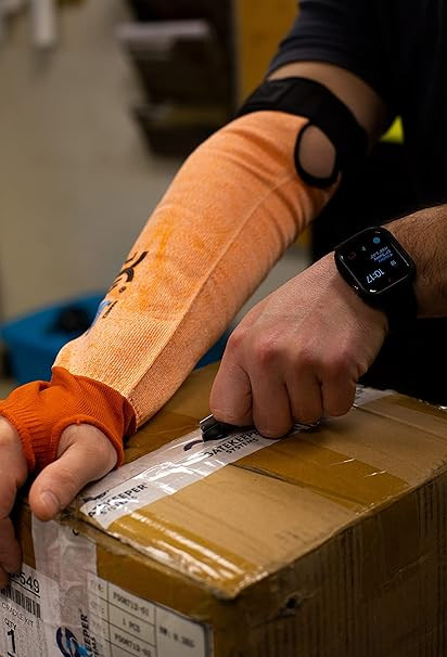 JH orange cut-resistant sleeve with thumb slot — alternate view 3