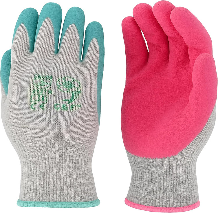 G & F Gardening Gloves for Women, Breathable Rubber Coated, Non-Slip Grip Red & Green, Large-12 Pair - G & F Products