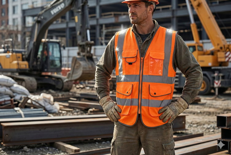 G & F Products Reflective Safety Vest, High Visibility ANSI Class 2 Vest with 9 Pockets and Reflective Strips, Neon Orange