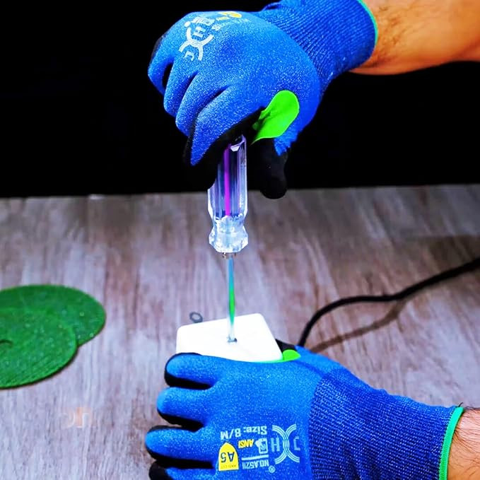 24G Ultra Thin A5 Cut Resistant Gloves, HPPE Nitrile Coated Breathable Work Gloves, Touchscreen Friendly, 3 Pairs