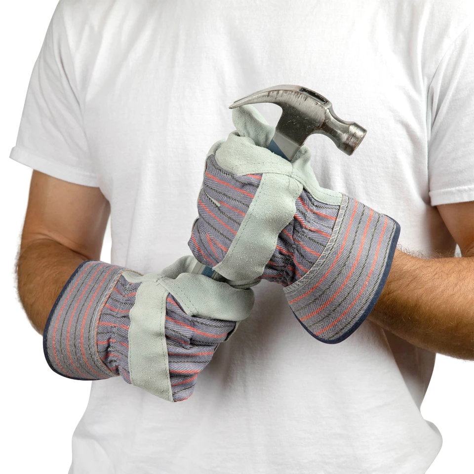 Safety cuff gloves, Heavy duty professional gloves, men's work gloves, Premium Suede Double Palm Work Gloves