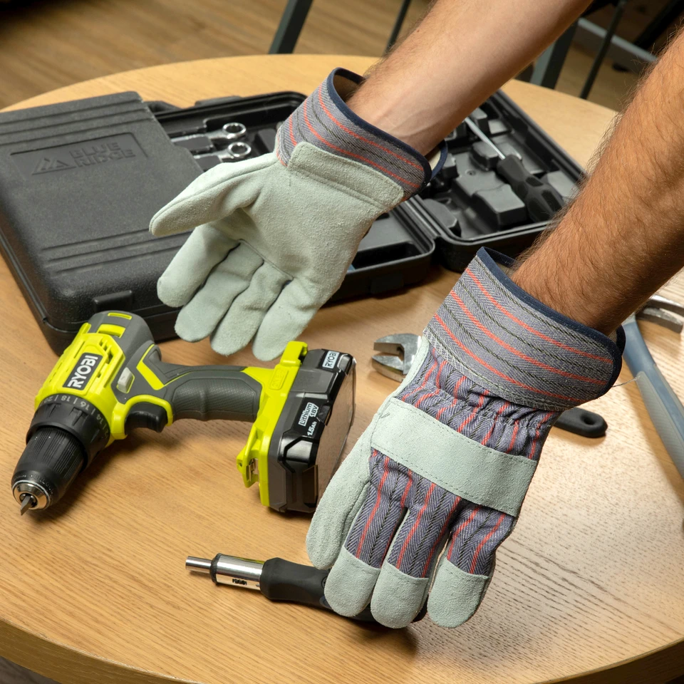 Safety cuff gloves, Heavy duty professional gloves, men's work gloves, Premium Suede Double Palm Work Gloves