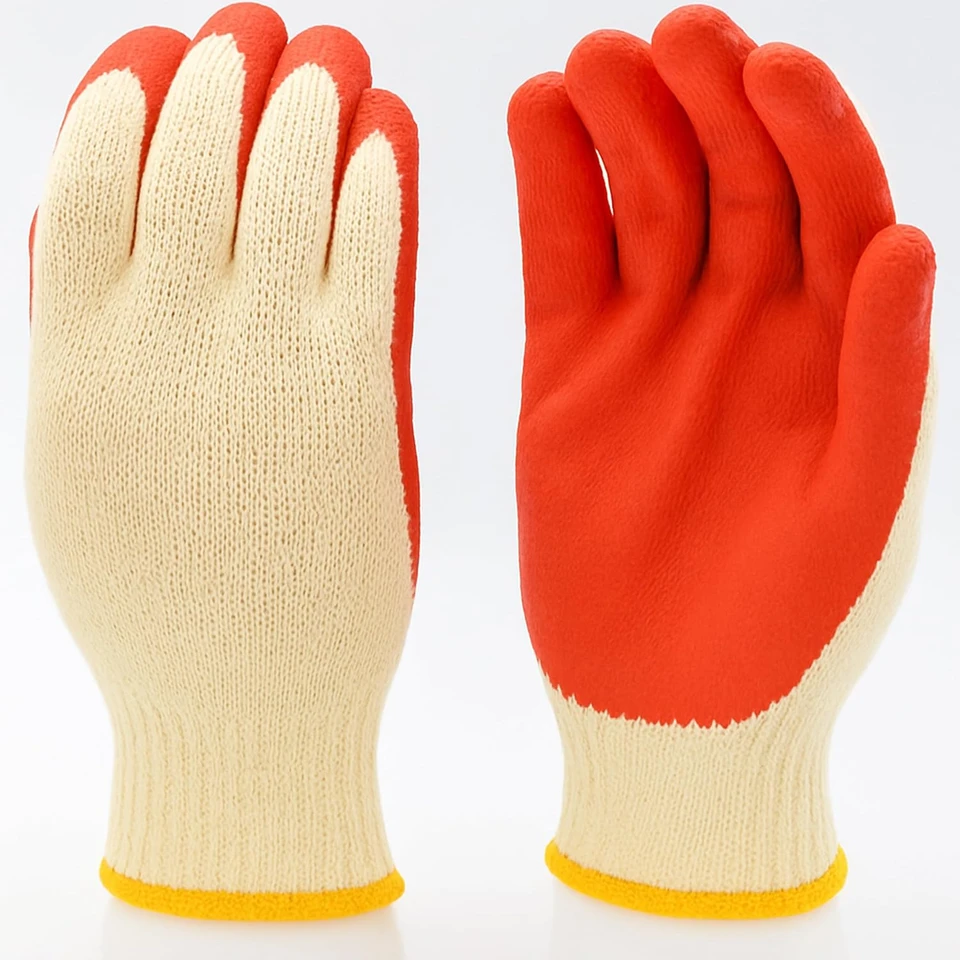 String Knit Gloves with Latex-Dipped Palms, Ideal for General Purpose Work ,10 Pairs - G & F Products