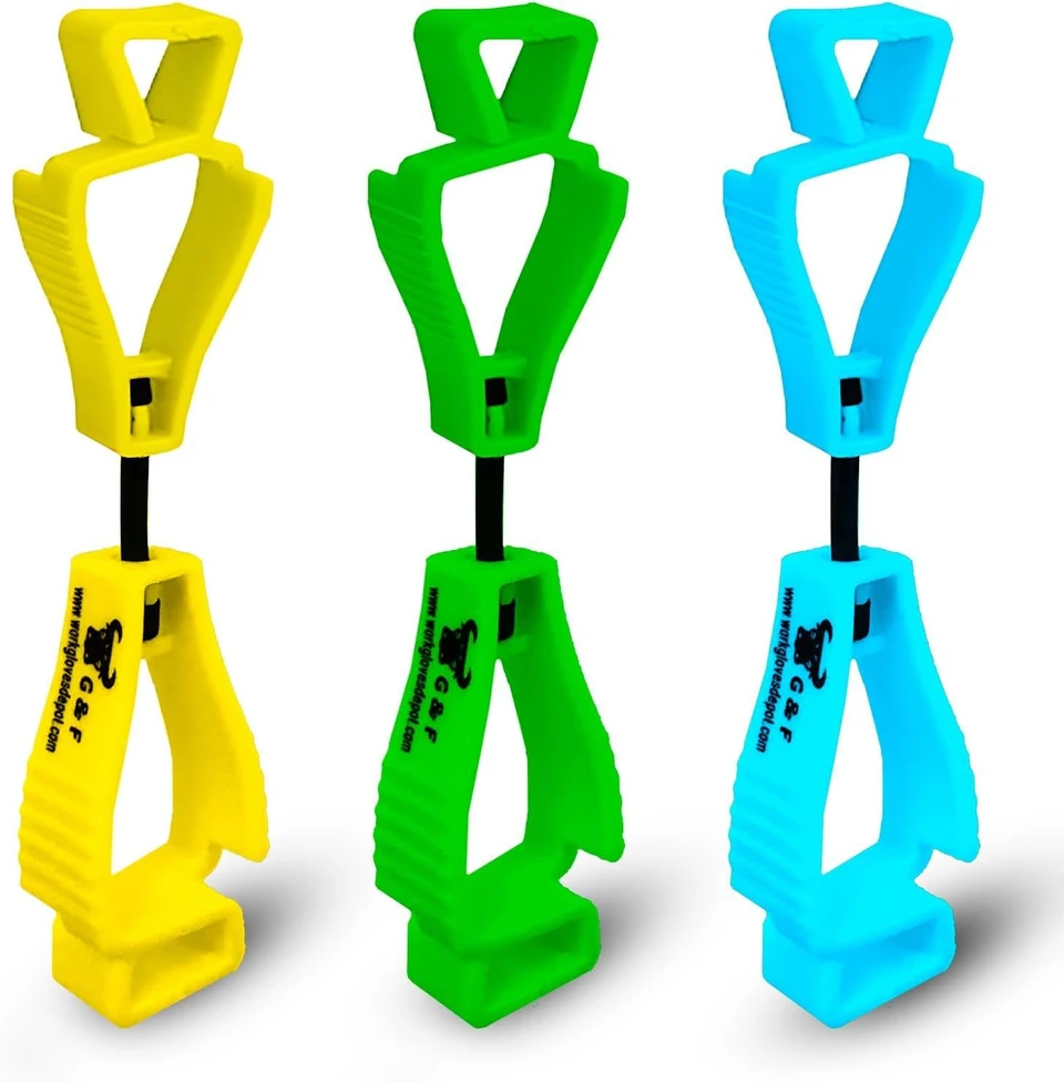 Glove Clips, 3 Pack – Heavy Duty, 360° Rotating, Spring-Loaded Holders for Work Belts & Gear - G & F Products