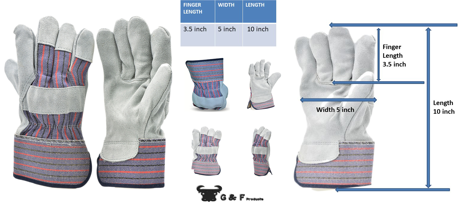 Select Shoulder Split Cow Gloves Blue/Gray Large 12 Pairs