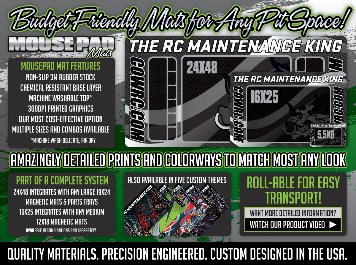 Rubber Pit Mats - Mousepad Mats - CowRC The RC Maintenance King!