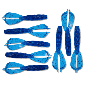 Doug's Custom Lures 3.75 inch Rocket Grub soft plastic bait in Sapphire Blue