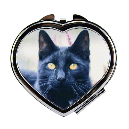 Customizable Silvertone Metal Heart Compact Mirror