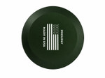 Underside of the NuBz green metal can with a white Proudly Made in USA American flag graphic