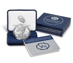 End of World War II 75th Anniversary American Eagle Silver Proof Coin End of World War II 75th Anniversary American Eagle Silver Proof Coin