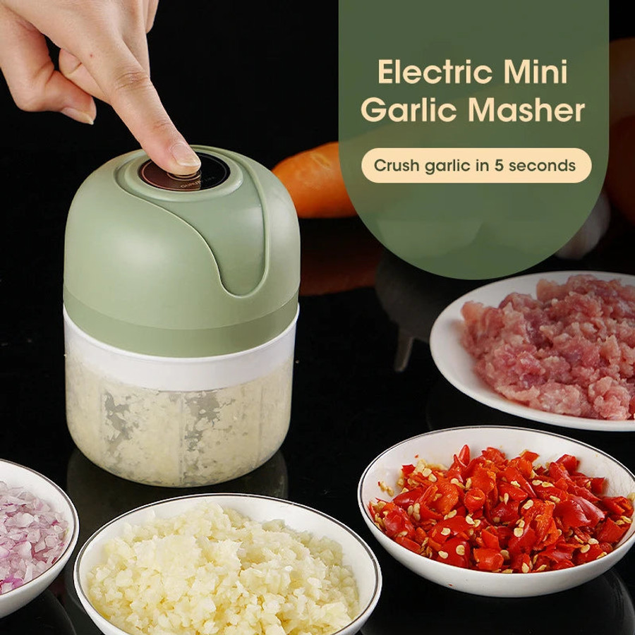 250ml Garlic Masher Crusher Electric Kitchen Food Chopper USB Portable