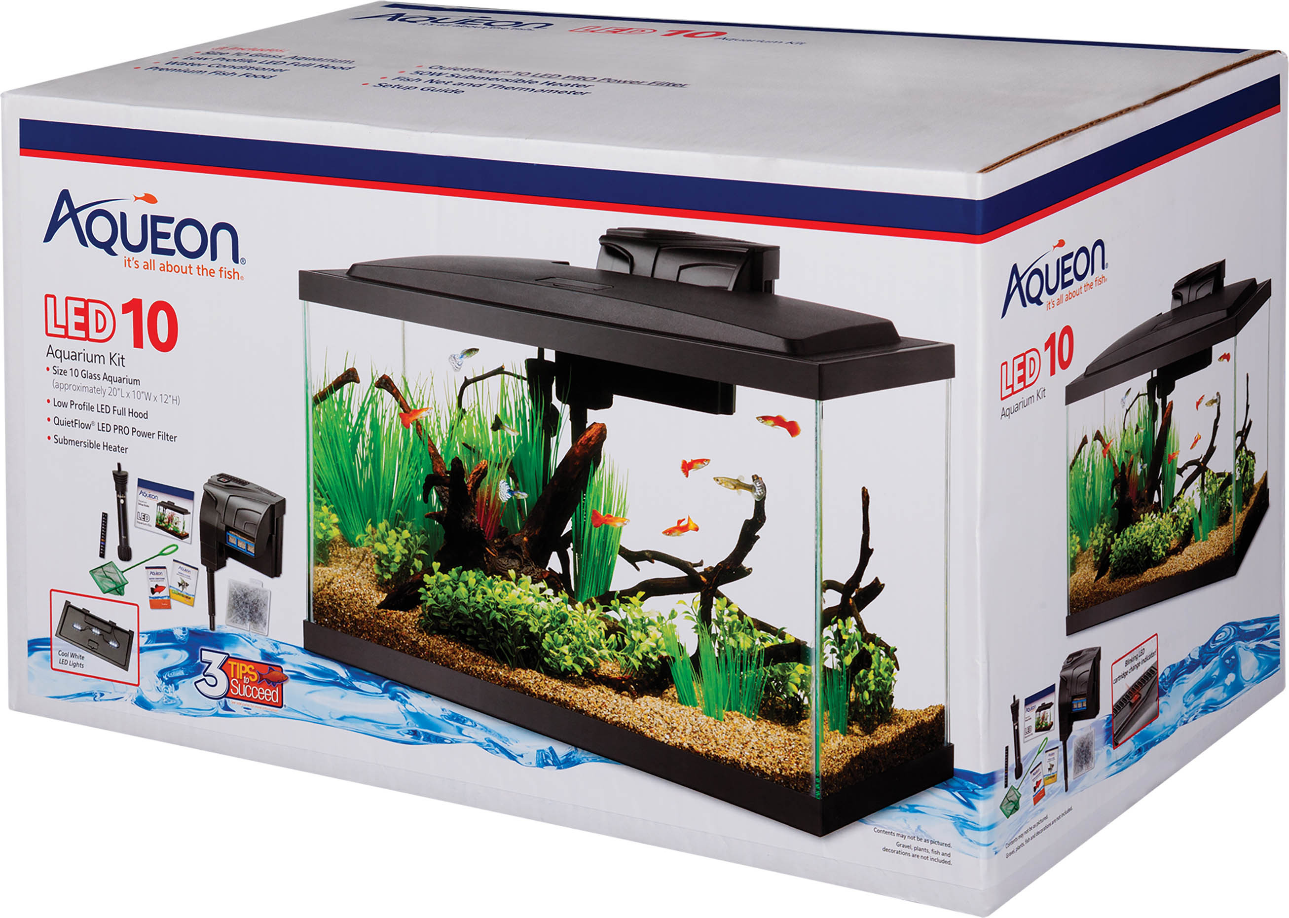 AQUART1,2,3,4セット AQUEON LED AQUARIUM KIT RECTANGLE PREPRICED | BLACK | 20 GAL