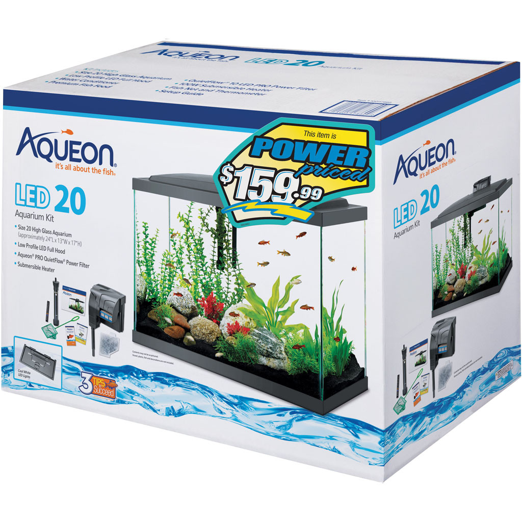 AQUART1,2,3,4セット AQUEON LED AQUARIUM KIT RECTANGLE PREPRICED | BLACK | 20 GAL