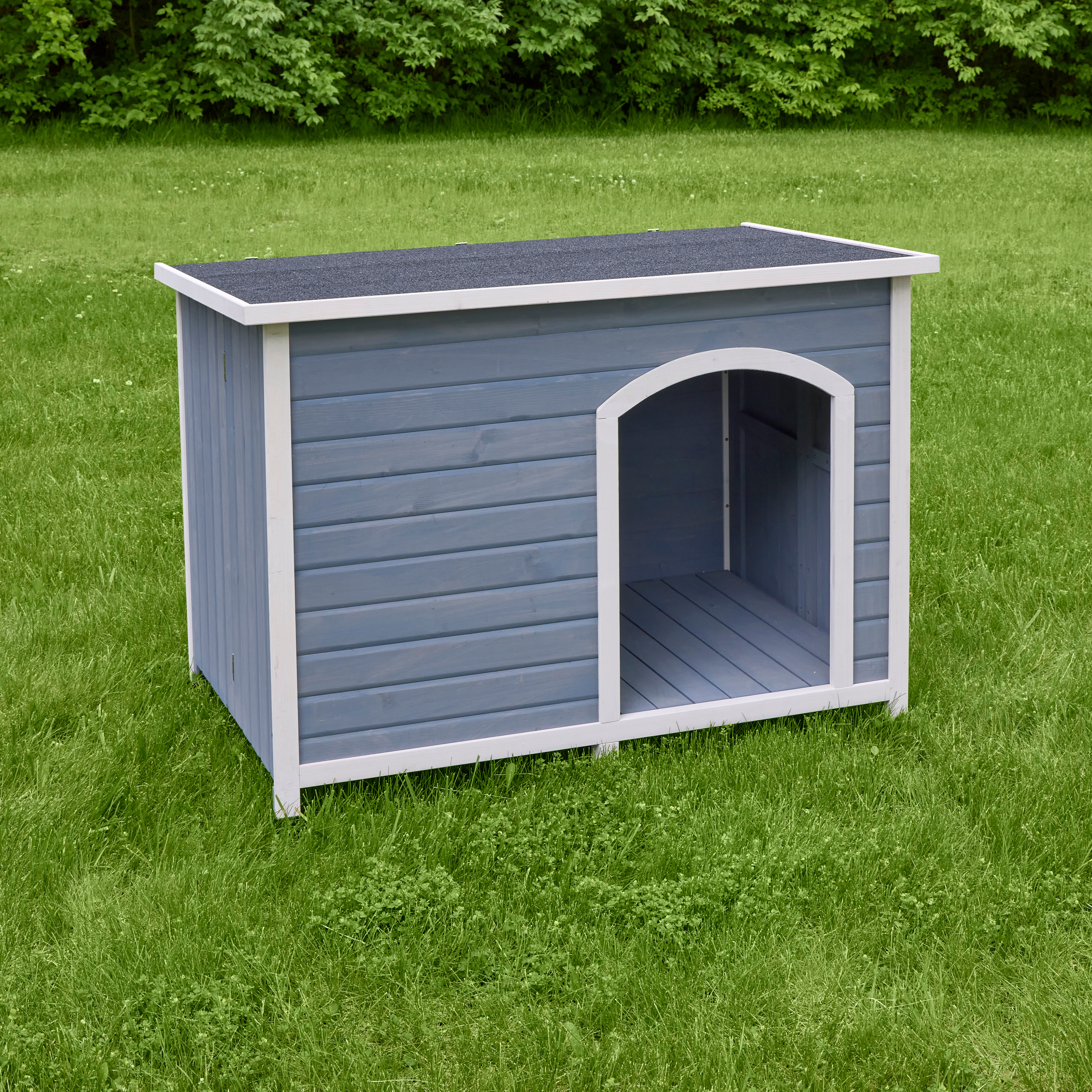 EILLO FOLDING WOOD DOG HOME | GRAY | LG-28.55X32.88X45.32 IN