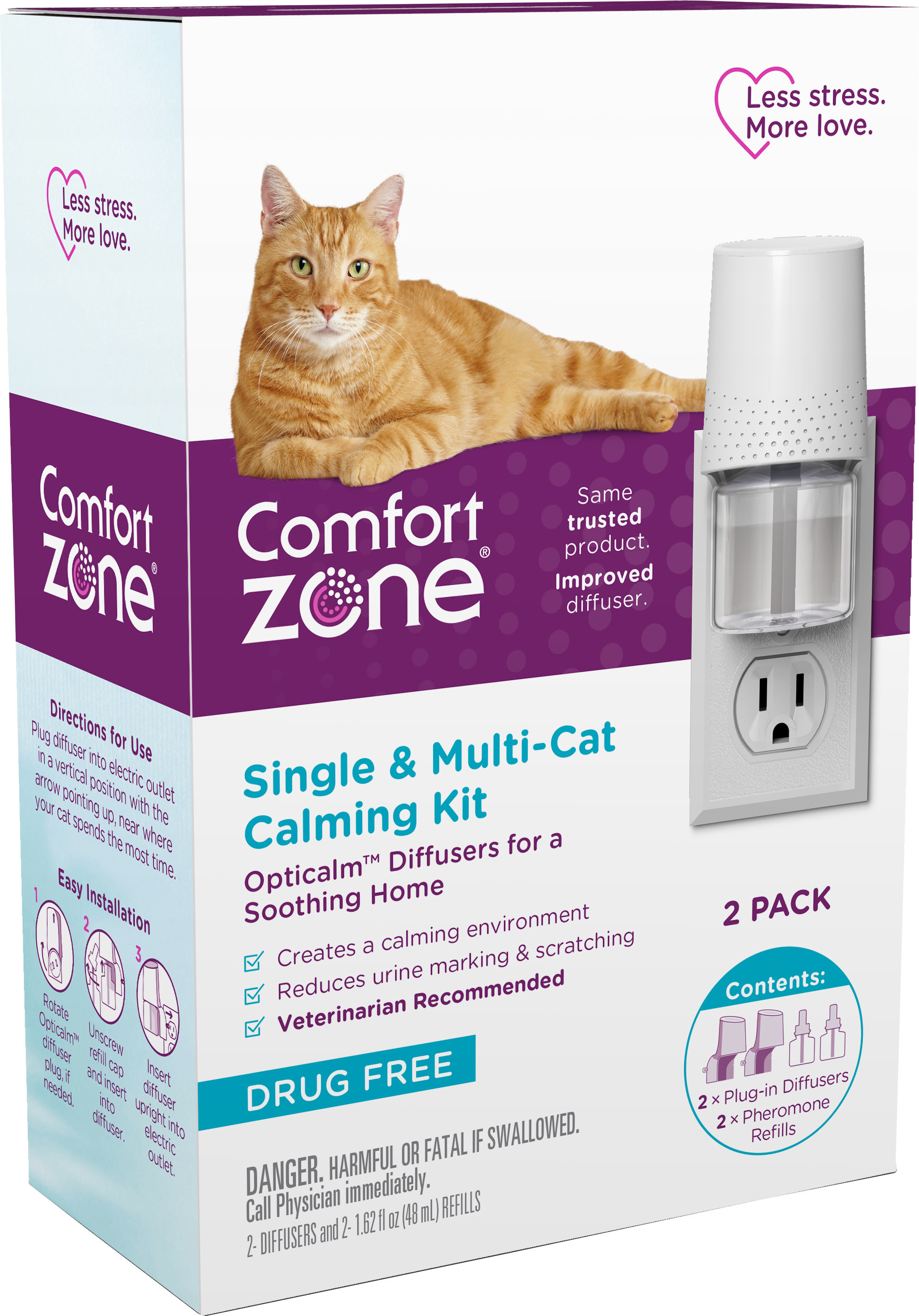 COMFORT ZONE SOOTHING DIFFUSER KIT FOR CATS | 2 PK | 950782 - Bradley ...