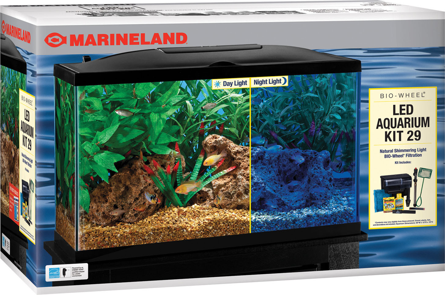 MARINELAND BIO-WHEEL LED AQUARIUM KIT | 20 GAL-24X12X16 IN