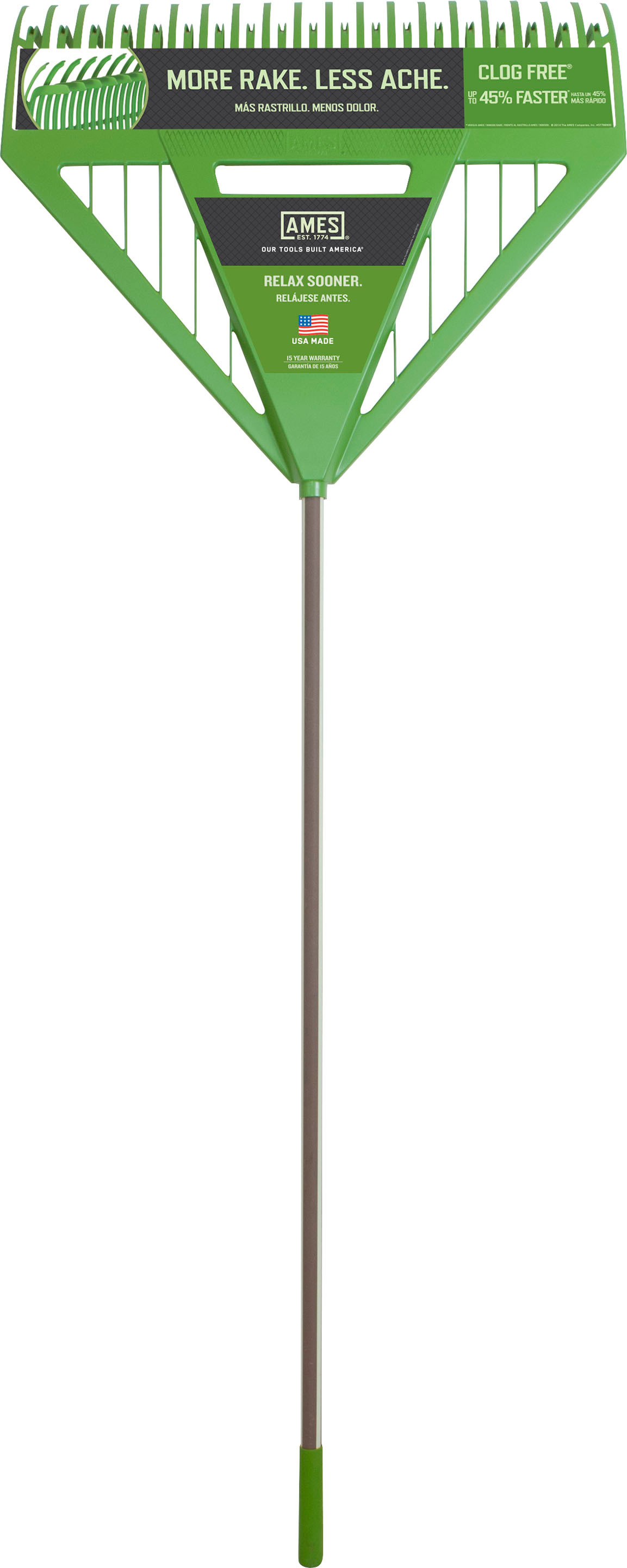 AMES DUAL TINE POLY LEAF RAKE | GREEN | 72X26 IN | 998269 - Bradley ...