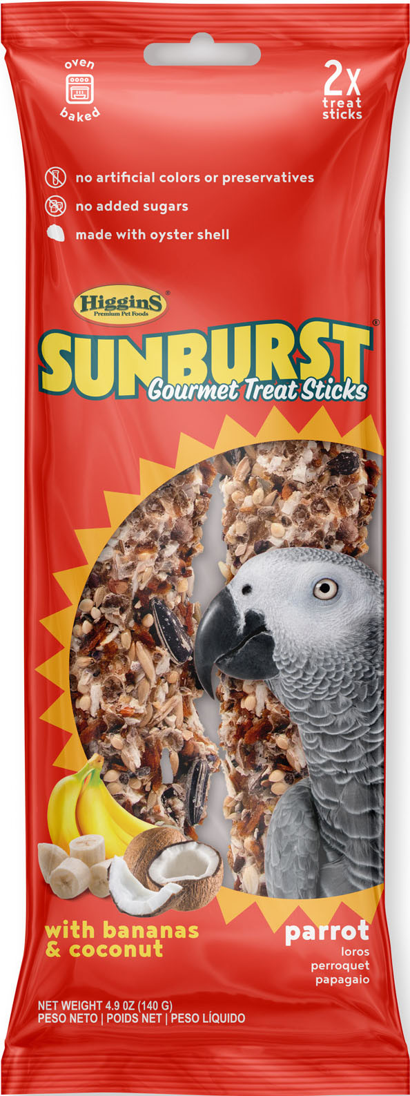 SUNBURST GOURMET AVIAN TREAT STICKS PARROT | BANANA/COCONUT | 4.9