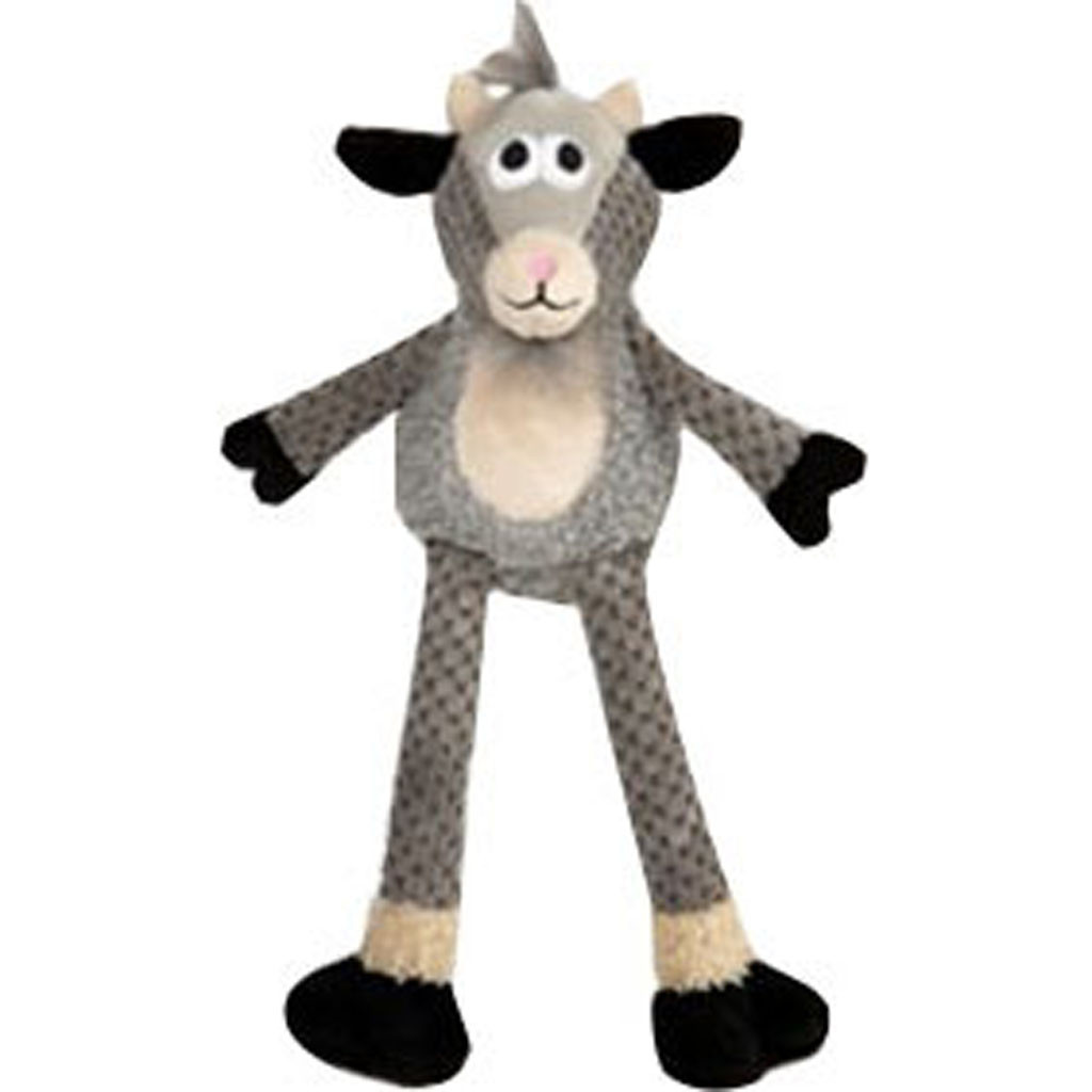 GODOG CHECKERS SKINNY PEANUT GOAT DOG TOY | GRAY | SM | 094670