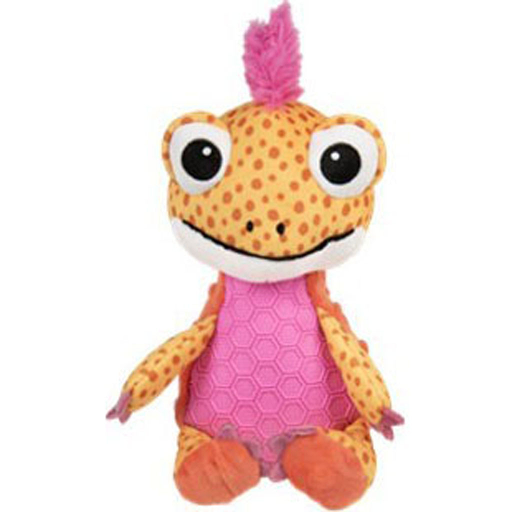 GODOG TOUGH N TEXTURE NEWT DOG TOY | ORANGE/PINK | MD | 094682