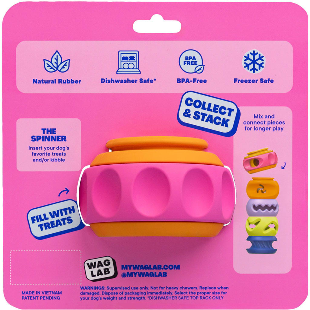 WAGLAB THE SPINNER PLAY STACK FOR DOGS | PINK/ORANGE | LG | 011019
