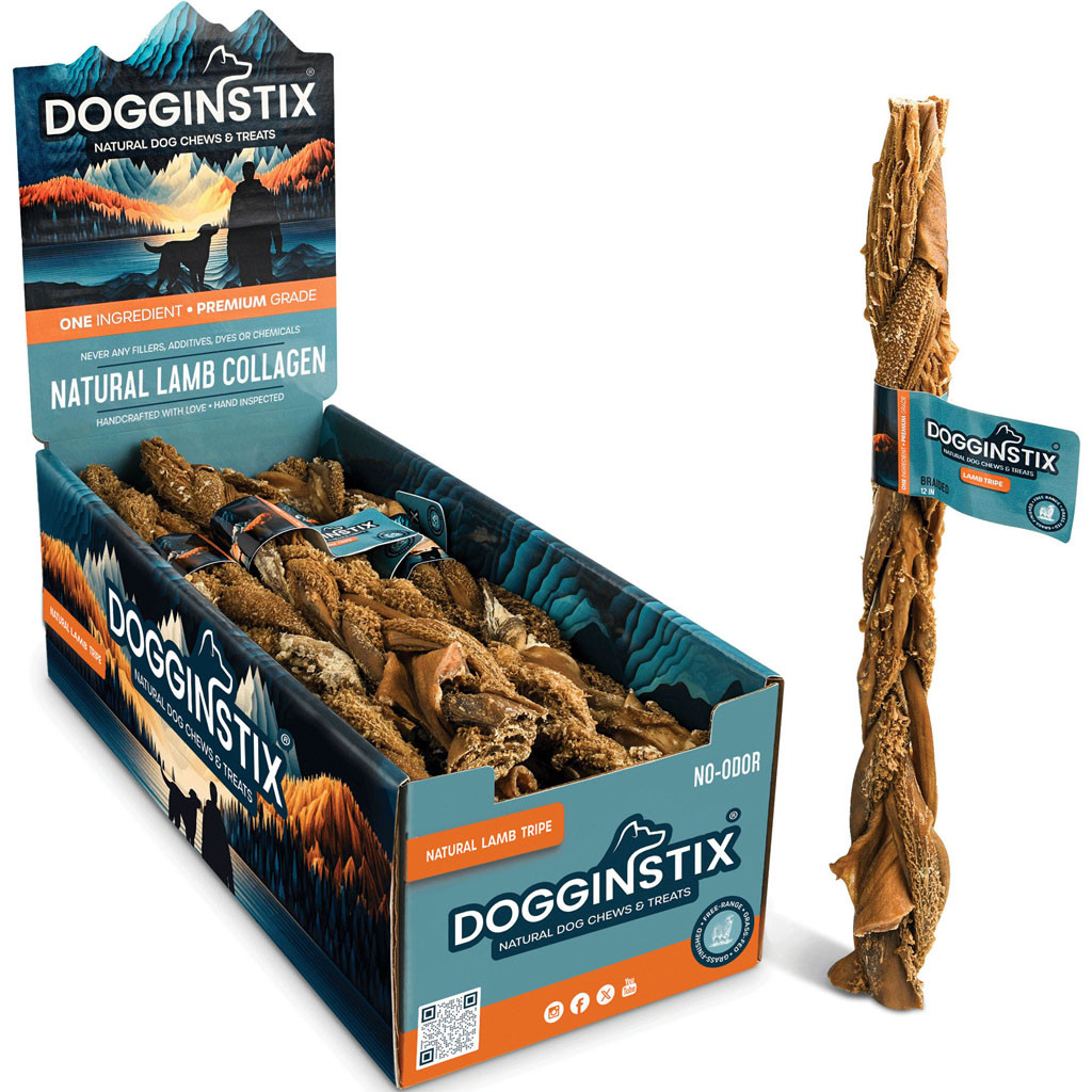 DOGGINSTIX BRAIDED LAMB TRIPE STICK | 6 IN | 028178 - Bradley