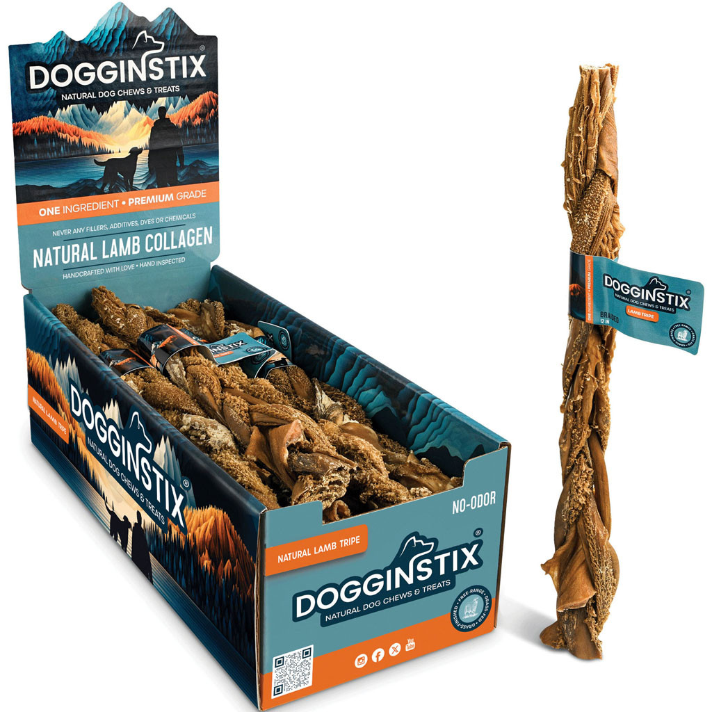 DOGGINSTIX BRAIDED LAMB TRIPE STICK | 12 IN | 028179 - Bradley