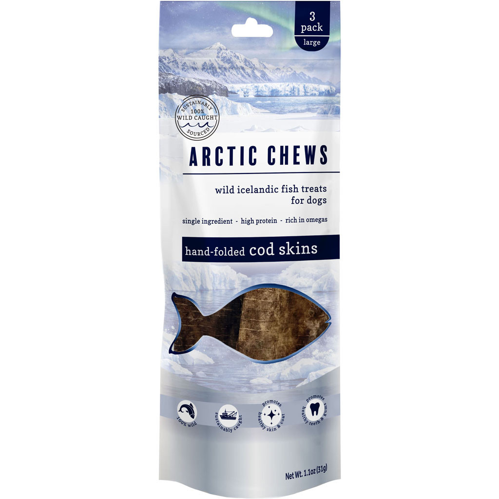 FF ARCTIC CHEWS HANDFOLDED COD SKIN DOG TREAT | SM-5 PK | 027418