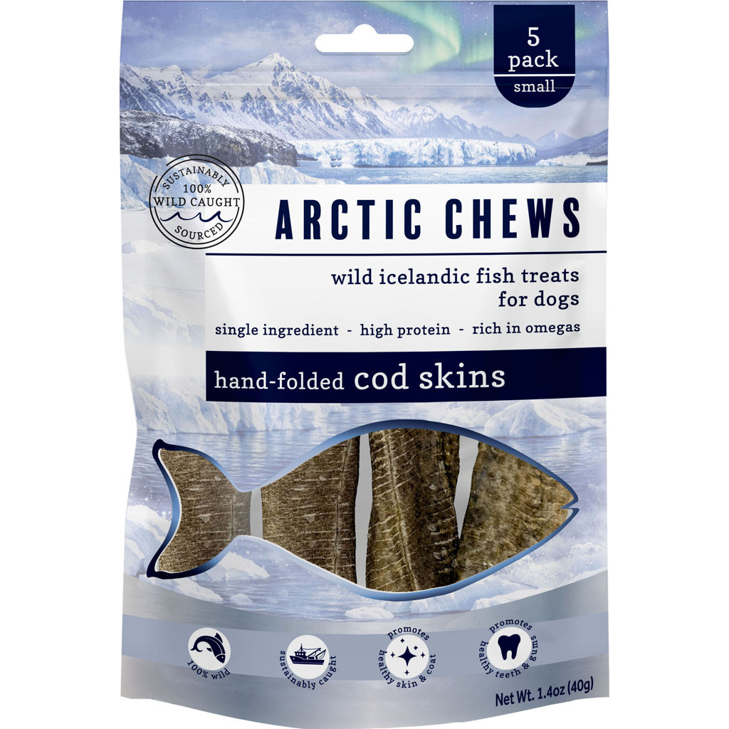FF ARCTIC CHEWS HANDFOLDED COD SKIN DOG TREAT | SM-5 PK | 027418