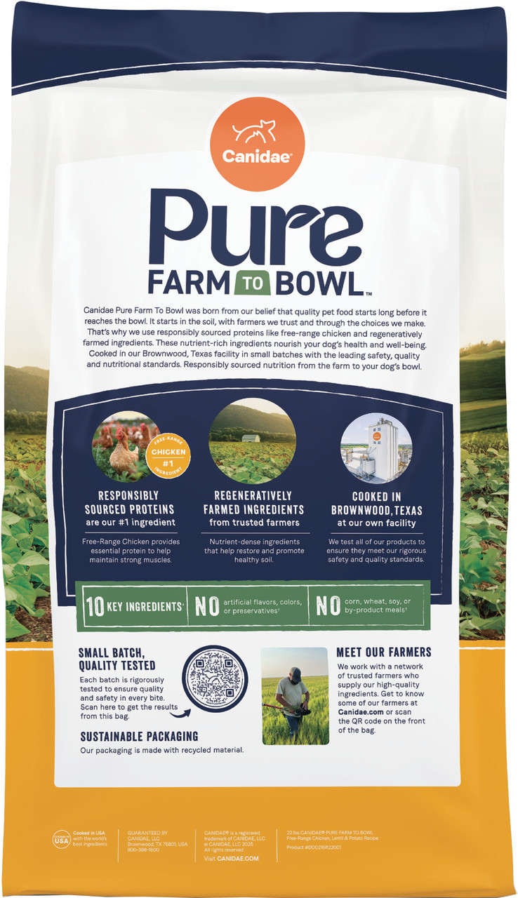 PURE FARM TO BOWL GRAIN FREE DOG FOOD | CHICKEN/LENTIL/POTATO | 22