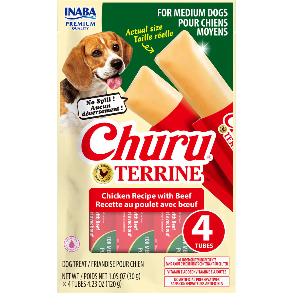 INABA CHURU TERRINE DOG TREATS | CHICKEN | 4.2 OZ -4 PK | 003256
