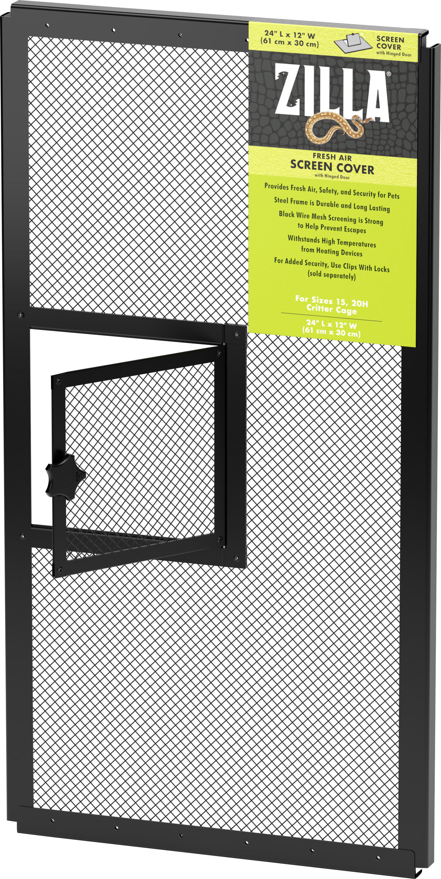 FRESH AIR SCREEN COVER W/HINGED DOOR | BLACK | 24X12 IN | 018042