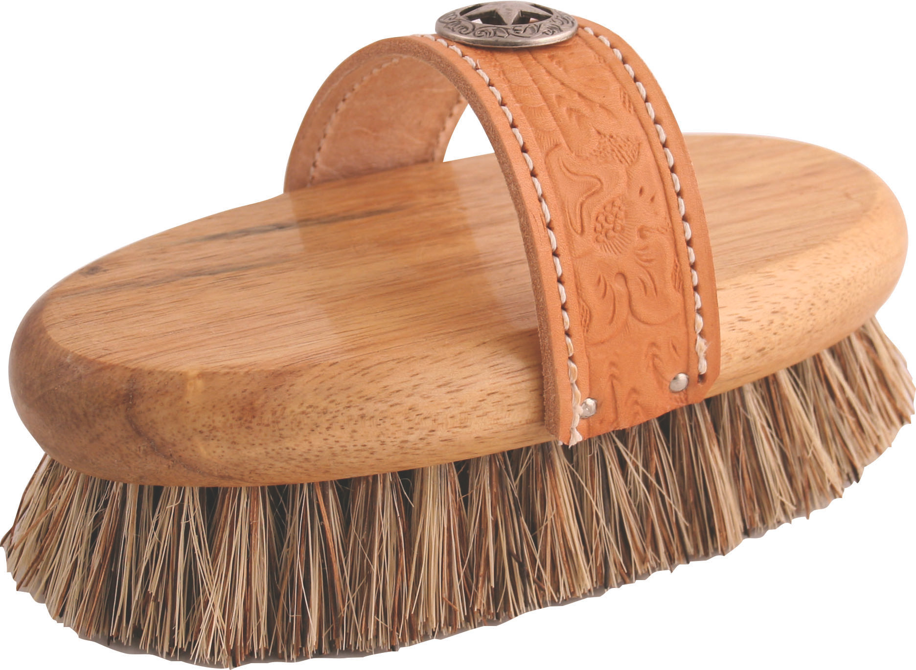LEGENDS COWBOY WESTERN STYLE OVAL MUD BRUSH | TAN | 7.5 IN