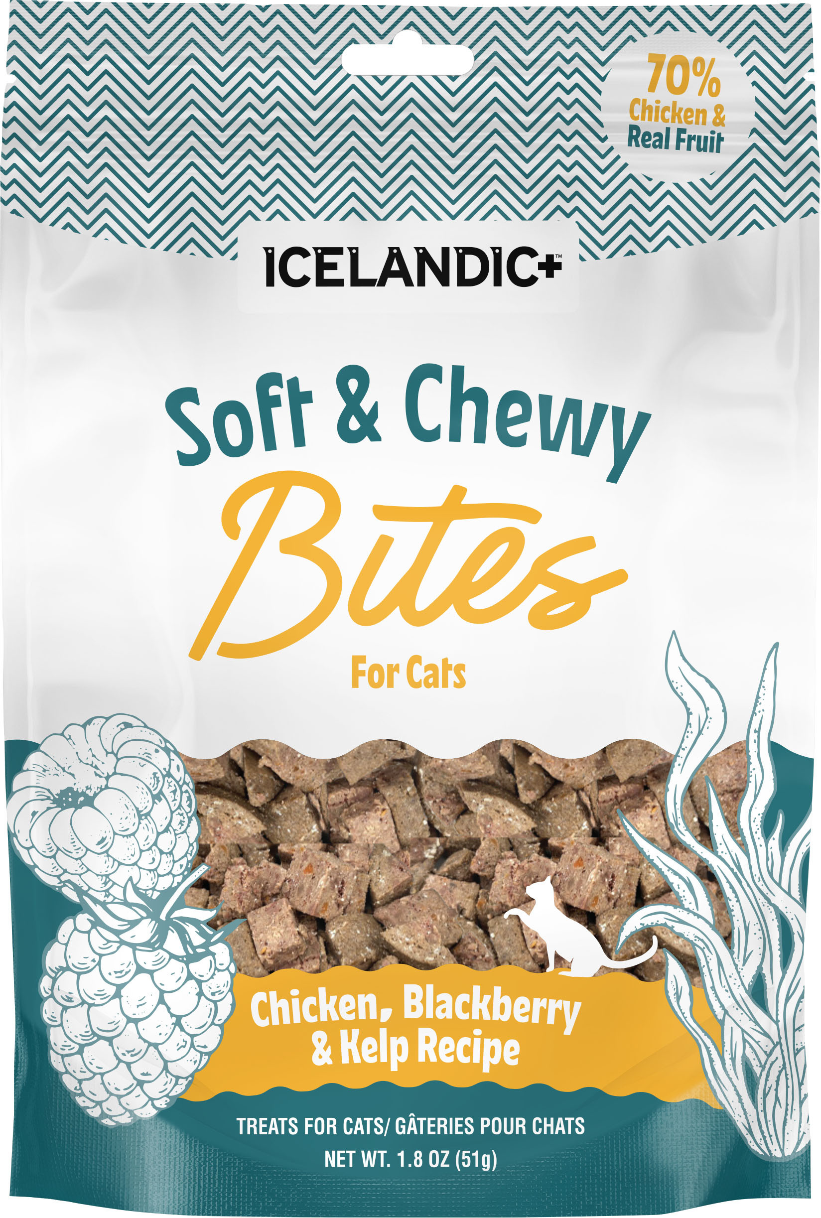 ICELANDIC+ SOFT & CHEWY BITES FOR CATS | TROUT/RASPBERRY | 1.8 OZ