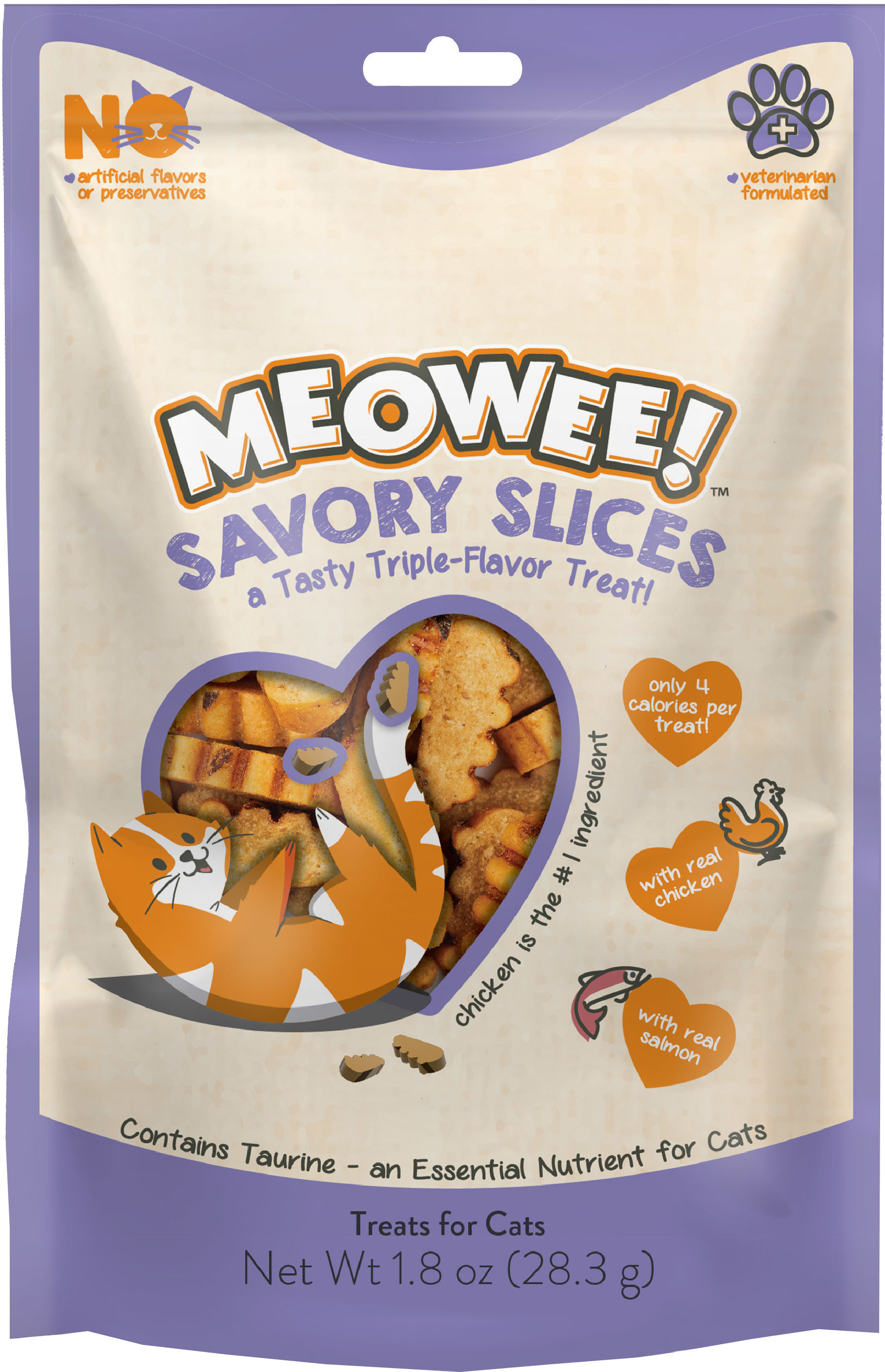 MEOWEE SAVORY SLICES | CHICKEN/SALMON/BBQ | 1.8 OZ | 045024